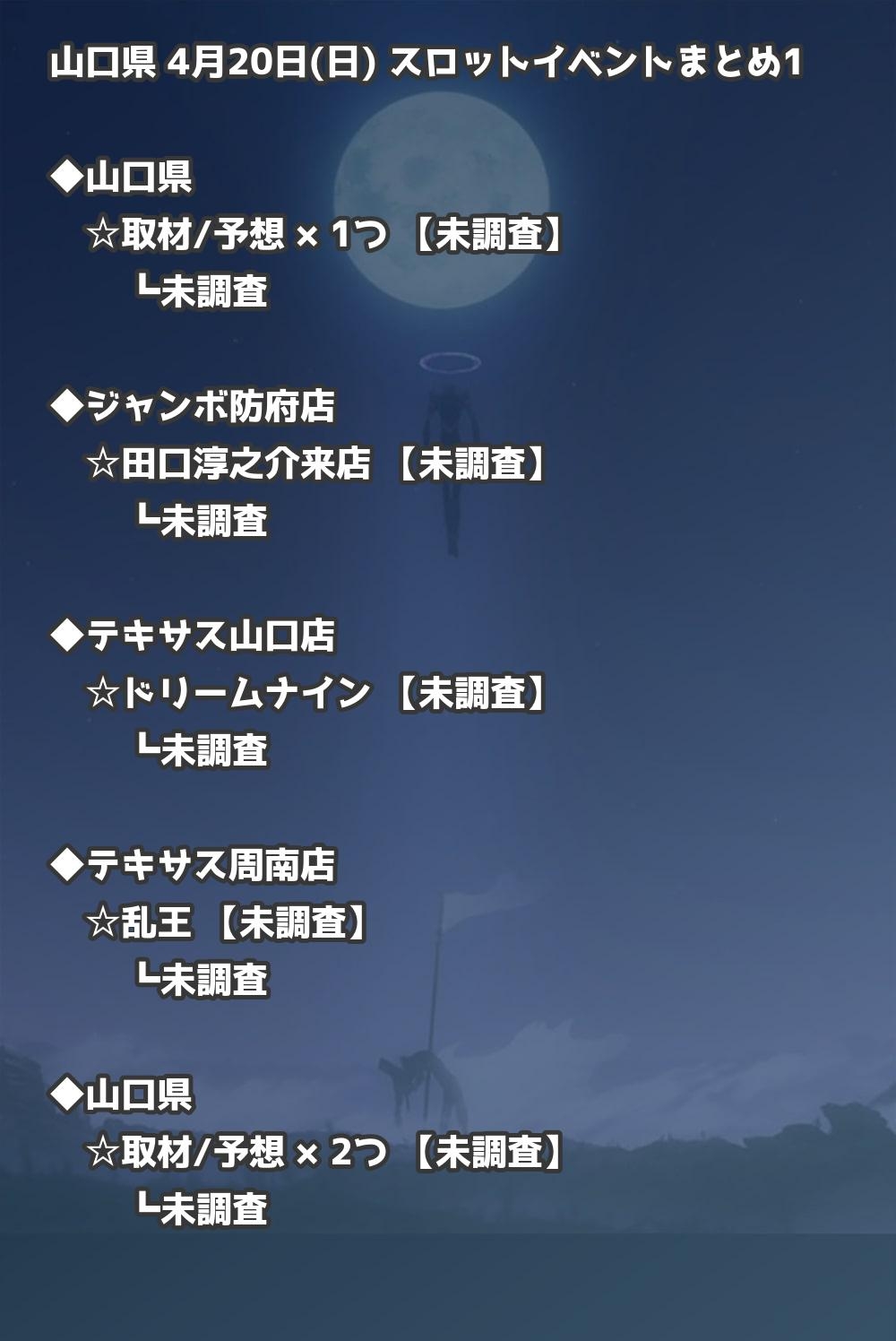 山口県】4月20日(日) パチンコスロットイベント取材まとめ - スロパイ -プログラミング✖︎スロットデータ分析-