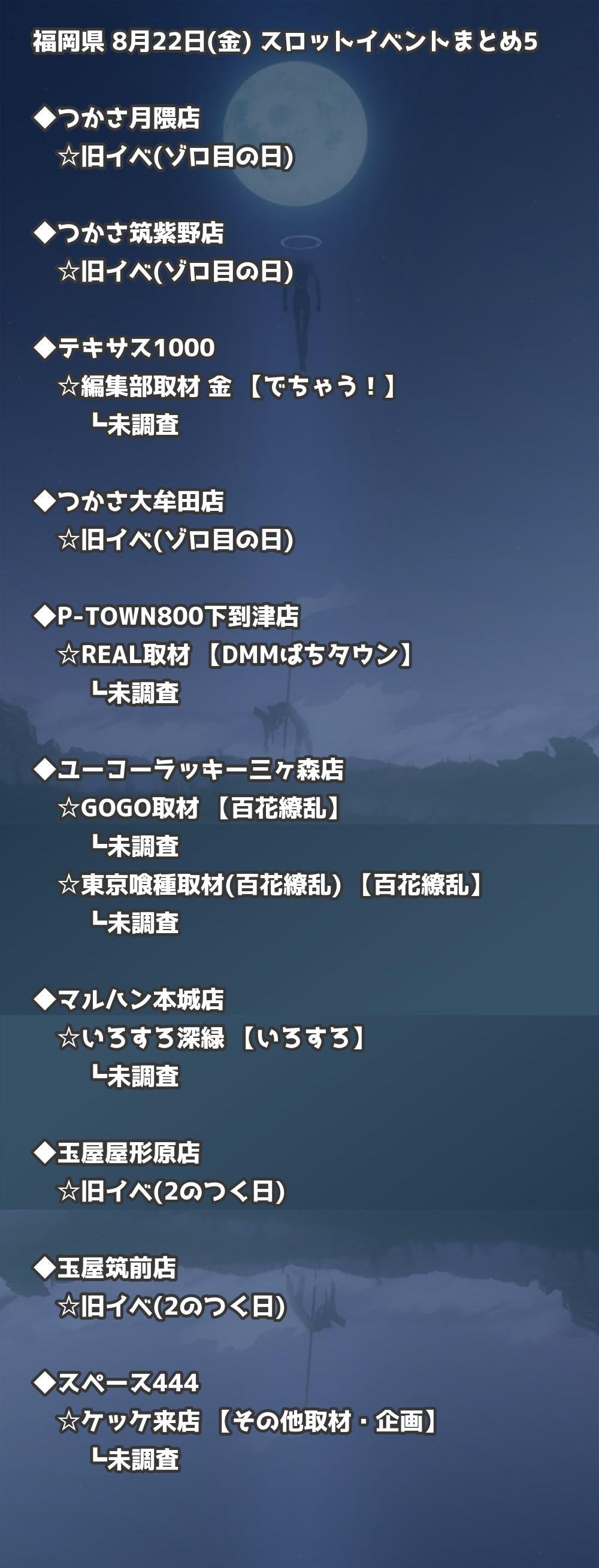 福岡】博多・天神 今日のスロット・パチンコ激熱イベント取材まとめ - 8月22日(金) - スロパイ -プログラミング✖︎スロットデータ分析-